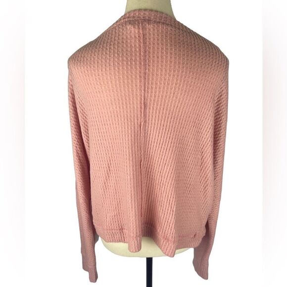 CASLON Pink Bride Soft Thermal waffle knit Wide Neck Tee MADE IN U.S.A Size: XL - Picture 5 of 7